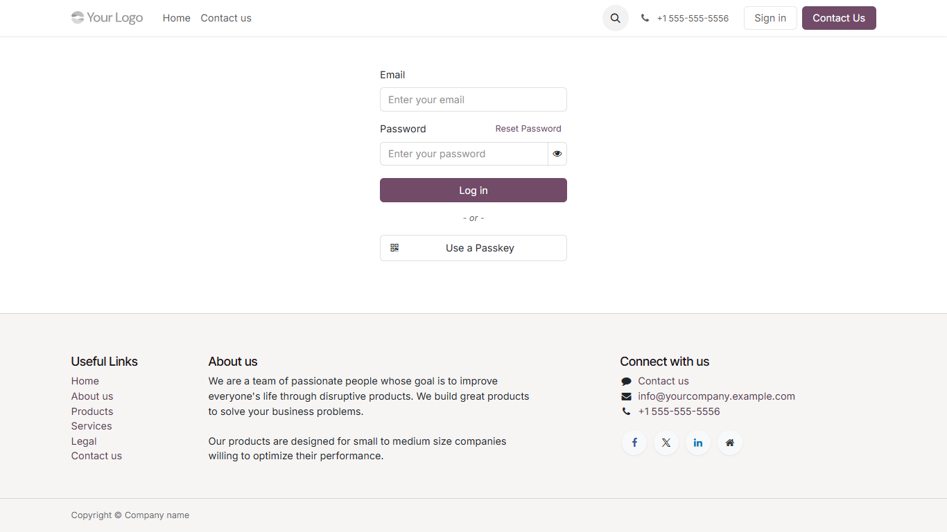 Website footer after