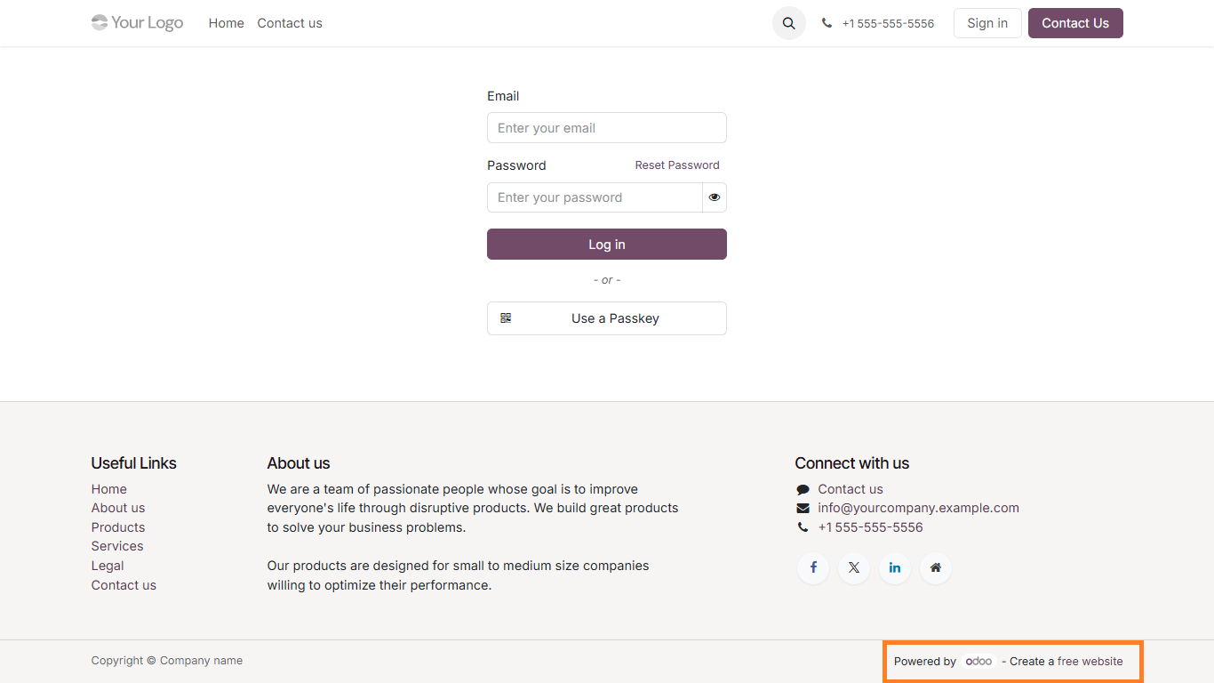 Website footer before